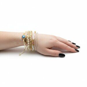 Boho Evil Eye Hamsa Beaded Bracelet Set - Adjustable - New - Witchcore Ethereal